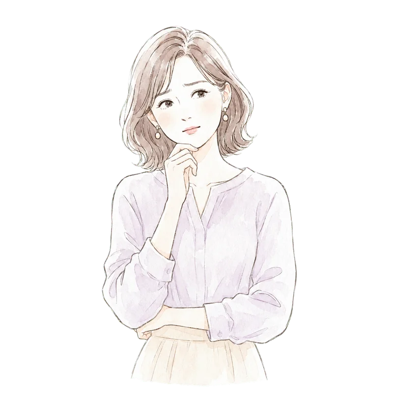 Canvaの使い方に少し悩んでいる女性のイラスト